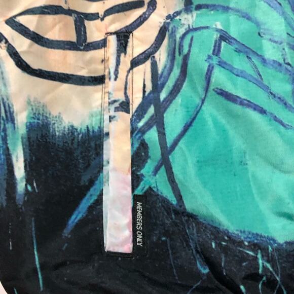 Members Only X Basquiat hooded jacket windbreaker mens L artwork graffiti street - Picture 9 of 11